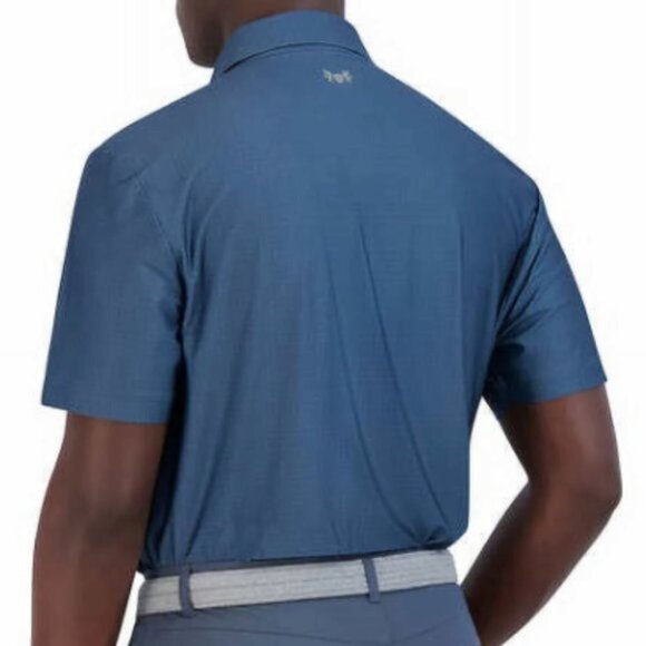 NWT Hickey Freeman Blue Short Sleeve Golf Polo with Geometric Print, size L - Picture 2 of 9